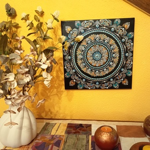 Kék és ezüst mandala - művészet - festmény - festmény vegyes technika - Meska.hu