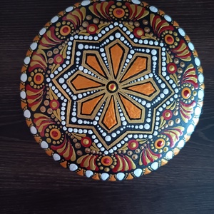 Narancs és arany mandalakő - művészet - szobor - kerámia - Meska.hu