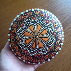 Narancs és arany mandalakő - művészet - szobor - kerámia - Meska.hu