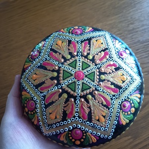 Virágos mandalakő, Művészet, Szobor, Kerámia, Festészet, Agyagozás, MESKA