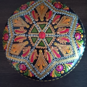 Virágos mandalakő - művészet - szobor - kerámia - Meska.hu