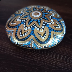 Kék virágos mandalakő -  - Meska.hu