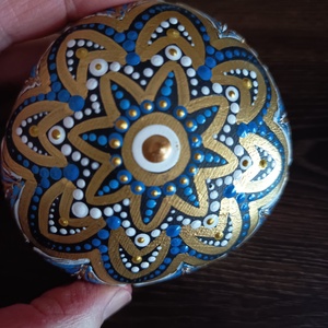 Kék virágos mandalakő -  - Meska.hu