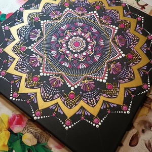 Rózsa-arany mandala - művészet - festmény - akril - Meska.hu