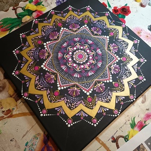 Rózsa-arany mandala - művészet - festmény - akril - Meska.hu