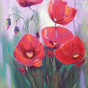 Pipacsok - művészet - festmény - pasztell - Meska.hu