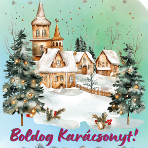 Karácsonyi képeslap kis faluval - Meska.hu
