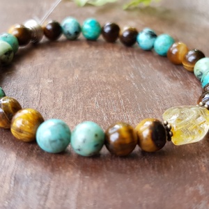 Arany rutilkvarc, afrikai türkiz, tigrisszem ásványkarkötő -  - Meska.hu