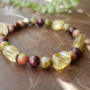 Arany rutilkvarc,  unakit, gránát ásványkarkötő -  - Meska.hu