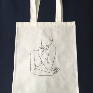 Vászontáska hímzéssel, Táska & Tok, Bevásárlás & Shopper táska, Shopper, textiltáska, szatyor, Hímzés, Varrás, MESKA