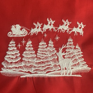 Karácsonyi ajándék zsák  hímzett mintával. Névreszóló - karácsony - mikulás - mikulás zsák - Meska.hu