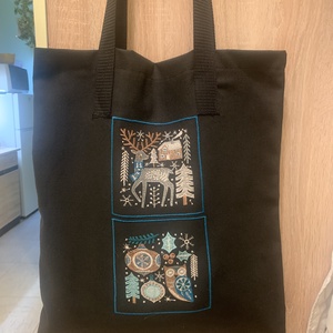 Vászontáska hímzéssel, Táska & Tok, Bevásárlás & Shopper táska, Shopper, textiltáska, szatyor, Hímzés, Varrás, MESKA