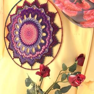 Magenta Mandala 3D-horgolás - otthon & életmód - dekoráció - fali és függő dekoráció - falra akasztható dekor - Meska.hu