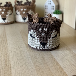 Szarvasos kosár - limitált aranyszálas fonalból - közepes méret - Meska.hu
