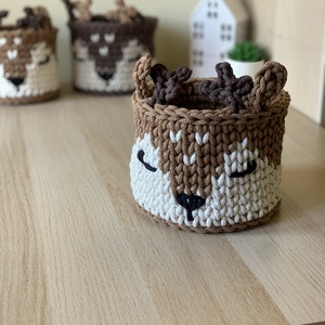 Szarvasos kosár - limitált aranyszálas fonalból - közepes méret - Meska.hu