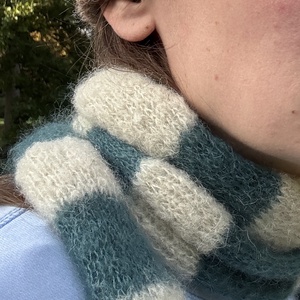 vékony csíkos kézzel kötött mohair sál - ruha & divat - sál, sapka, kendő - sál - Meska.hu