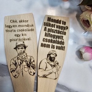 Bud Spencer és Terrence Hill fakanál ( és megint dühbe jövünk...), Otthon & Életmód, Dekoráció, Dísztárgy, Gravírozás, pirográfia, MESKA