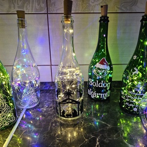 Karácsonyi Betlehemes vilagító pezsgős üveg - karácsony - karácsonyi lakásdekoráció - karácsonyi fénydekoráció - Meska.hu