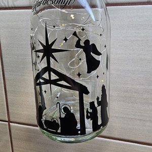 Karácsonyi Betlehemes vilagító pezsgős üveg - karácsony - karácsonyi lakásdekoráció - karácsonyi fénydekoráció - Meska.hu