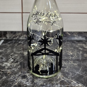 Karácsonyi Betlehemes vilagító pezsgős üveg - Meska.hu