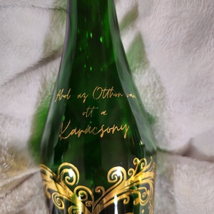 Karácsonyi házikós vilagító pezsgős üveg - karácsony - karácsonyi lakásdekoráció - karácsonyi fénydekoráció - Meska.hu