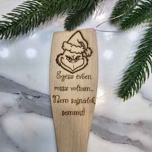 Mikulás Grincs gravírozott fakanál , Otthon & Életmód, Dekoráció, Dísztárgy, Gravírozás, pirográfia, MESKA