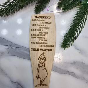 Grincs gravírozott fakanál , Otthon & Életmód, Dekoráció, Dísztárgy, Gravírozás, pirográfia, MESKA