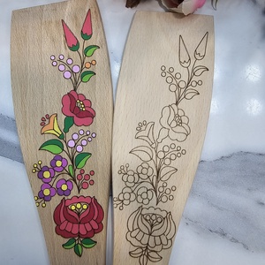 Kalocsai mintás gravírozott és festett fakanál, Otthon & Életmód, Konyhafelszerelés, tálalás, Sütés, főzés, Fakanál & Fakanáltartó, Gravírozás, pirográfia, MESKA