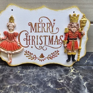 Festett karácsonyi felakasztható tábla reysin figurákkal - otthon & életmód - dekoráció - ajtó- és ablak dekoráció - ajtódísz & kopogtató - Meska.hu