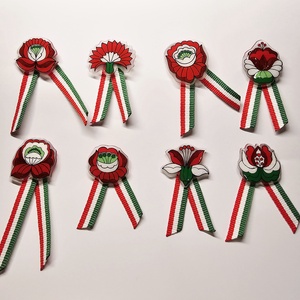 Kalocsai virágos kokárda  - ékszer - kitűző és bross - Meska.hu