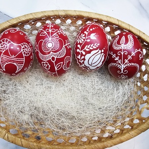 Hagyományos húsvéti hímestojás kacsatojásból, Ünnepi díszek, dekorációk, Húsvéti díszek és dekorációk, Húsvéti tojásfadíszek, Tojásfestés, MESKA