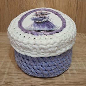 Horgolt nyuszis tárolódoboz - otthon & életmód - tárolás & rendszerezés - tárolókosár - Meska.hu