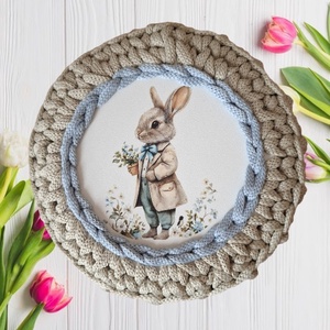 Nyuszifiús tárolódoboz, Otthon & Életmód, Tárolás & Rendszerezés, Tárolókosár, Horgolás, MESKA