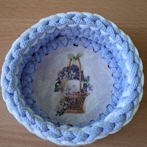Húsvéti kis kosárka, Otthon & Életmód, Tárolás & Rendszerezés, Tárolókosár, Decoupage, transzfer és szalvétatechnika, Horgolás, MESKA