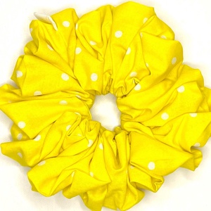 Napsárga, pöttyös XXL scrunchie - Meska.hu