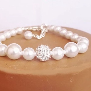 Shamballás menyasszonyi karkötő - ékszer - karkötő - bogyós karkötő - Meska.hu