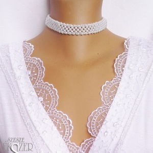 Choker nyaklánc, Ékszer, Nyaklánc, Nyakpánt, gallér, Ékszerkészítés, Gyöngyfűzés, gyöngyhímzés, MESKA