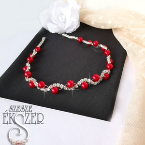 Strasszláncos hajpánt, Esküvő, Hajdísz, Hajpánt, Ékszerkészítés, Gyöngyfűzés, gyöngyhímzés, MESKA