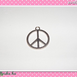 2 db Peace jel nagy medál ezüst színű, Kellékek & szerszámok, Gyöngyfűzés kellékek, Egyéb alkatrész, Ékszerkészítés, Ékszerkészítés, MESKA