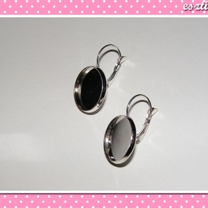 Francia kapcsos kör fülbevaló alap ezüst színű 32 mm x 18 mm, Kellékek & szerszámok, Gyöngyfűzés kellékek, Egyéb alkatrész, Ékszerkészítés, Ékszerkészítés, MESKA