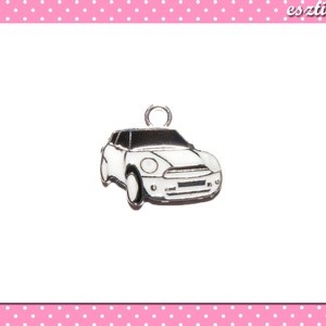 2 db Mini cooper medál 17 mm x 21 mm fehér színű, Kellékek & szerszámok, Gyöngyfűzés kellékek, Egyéb alkatrész, Ékszerkészítés, Ékszerkészítés, MESKA