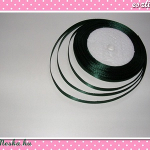 5 méter Szatén szalag 6 mm sötétzöld, Kellékek & szerszámok, Dekorációs kellékek, Csomagolóanyag, Ékszerkészítés, Varrás, Varrás, MESKA