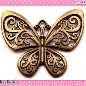 Medál Pillangó 50x56 mm bronz színű, Kellékek & szerszámok, Gyöngyfűzés kellékek, Egyéb alkatrész, Ékszerkészítés, Ékszerkészítés, MESKA