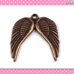2 db Medál Angyal szárny 19 x 20 mm bronz színű, Kellékek & szerszámok, Gyöngyfűzés kellékek, Egyéb alkatrész, Ékszerkészítés, Ékszerkészítés, MESKA