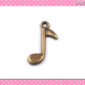 2 db Medál Hangjegy 14 x 24 mm bronz színű, Kellékek & szerszámok, Gyöngyfűzés kellékek, Egyéb alkatrész, Ékszerkészítés, Ékszerkészítés, MESKA