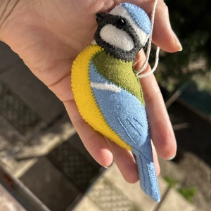 Gyerekbarát gyapjúfilc kék cinke , waldorf játék, karácsonyfa dísz - baba - mama - baba játékok - waldorf játékok - Meska.hu