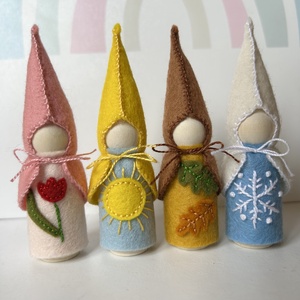 Waldorf évszakmanók, négy évszak, pegdolls - baba - mama - baba játékok - waldorf játékok - Meska.hu