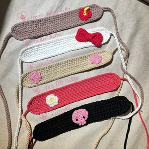 Horgolt fejpánt/hajpánt - sanrio karakter inspirálta (Hello Kitty, Kuromi, Mocha, My Melody) - ruha & divat - hajdísz & hajcsat - hajráf & hajpánt - Meska.hu