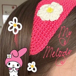 Horgolt fejpánt/hajpánt - sanrio karakter inspirálta (Hello Kitty, Kuromi, Mocha, My Melody) - ruha & divat - hajdísz & hajcsat - hajráf & hajpánt - Meska.hu