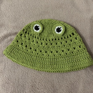 Zöld béka bucket hat kalap - 100% pamut - ruha & divat - sál, sapka, kendő - kalap - Meska.hu
